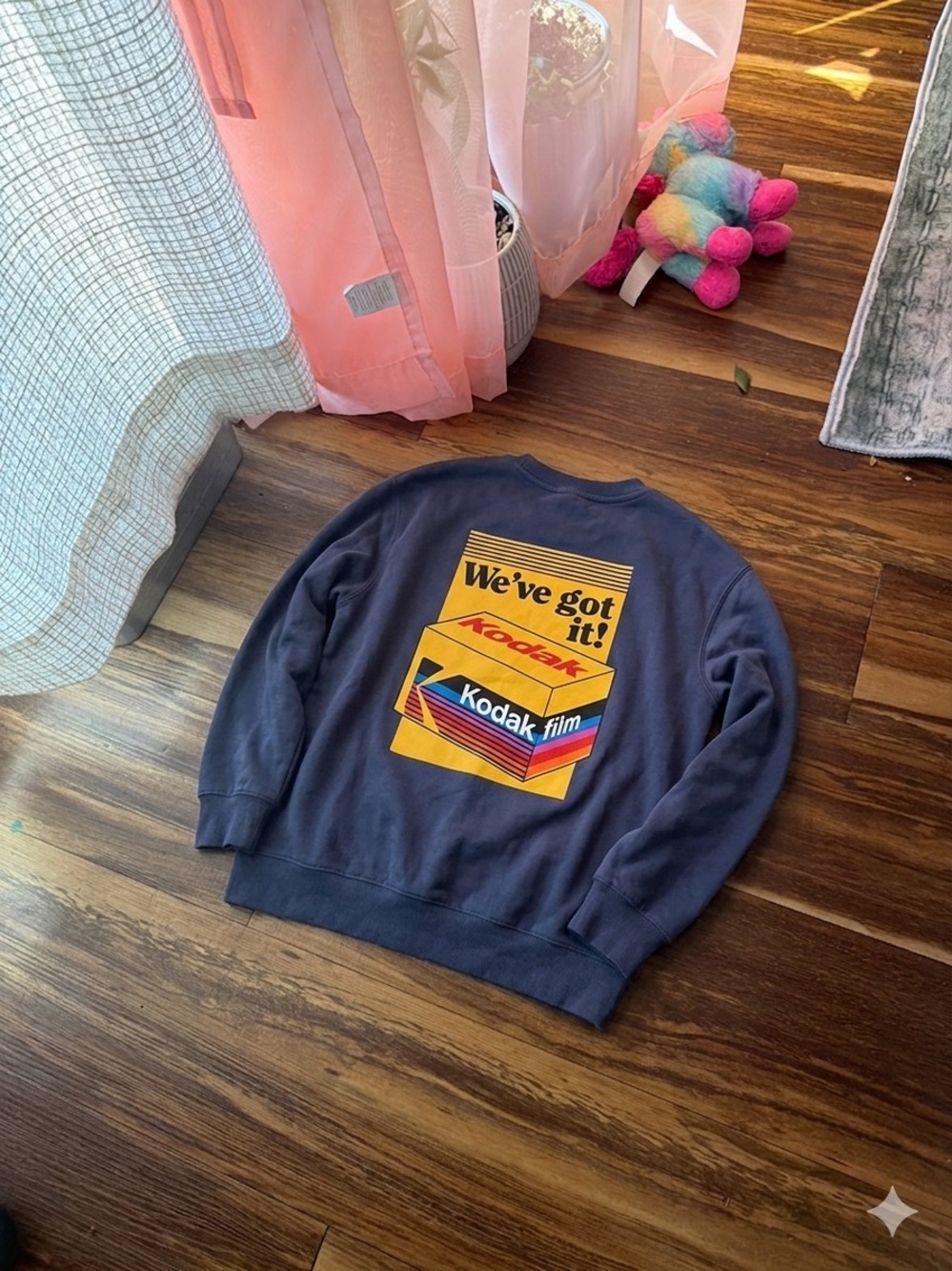 Kodak Navy Crewneck Sweatshirt with Yellow & Red Graphic
